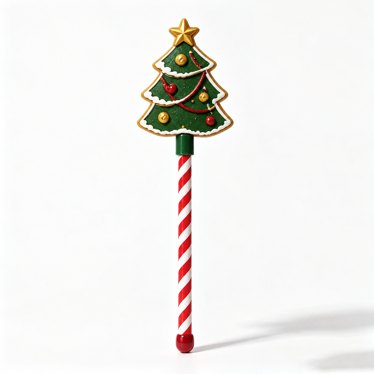 JingleTap Christmas card wand holding a contactless payment card, festive holiday design